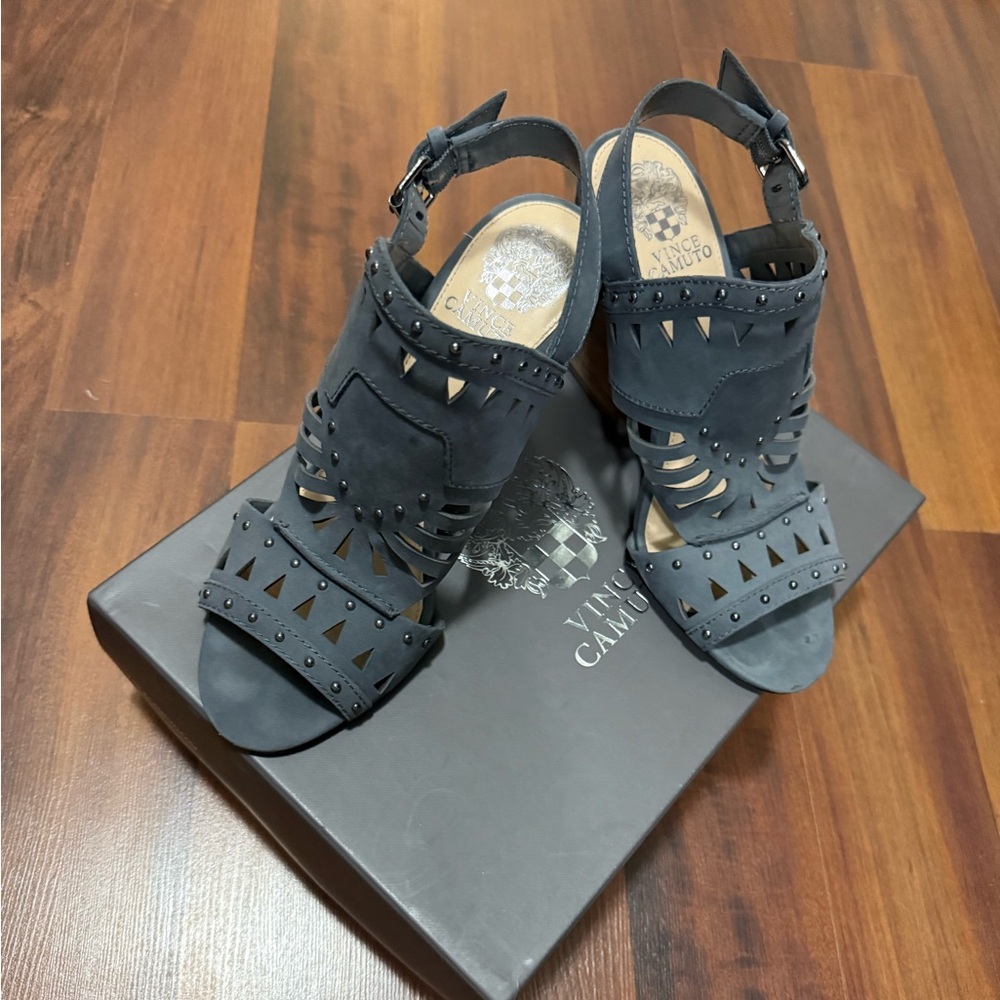 Vince Camuto Charcoal Gray Cutout Sandals